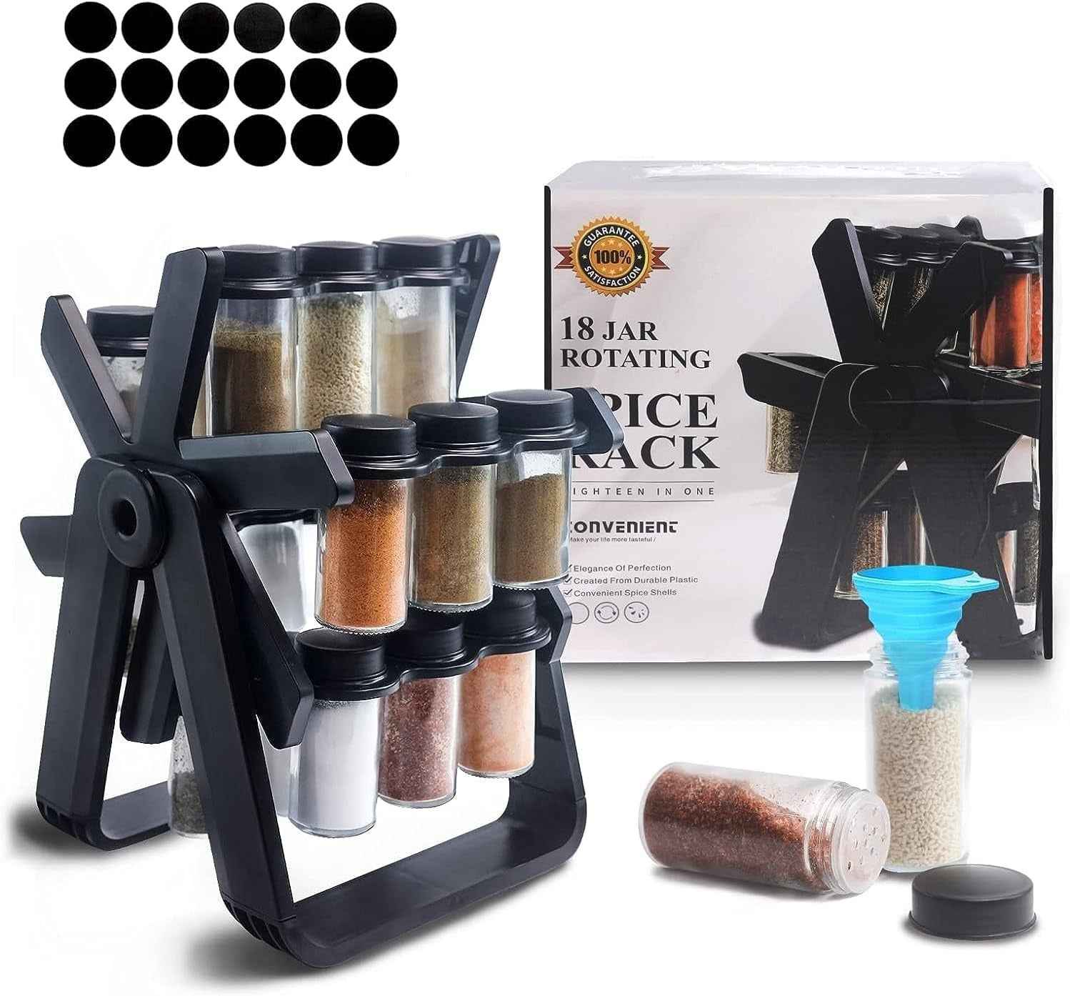 Spice Rack Organizer with 18 Spice Jars for Elegant Kitchen Storage