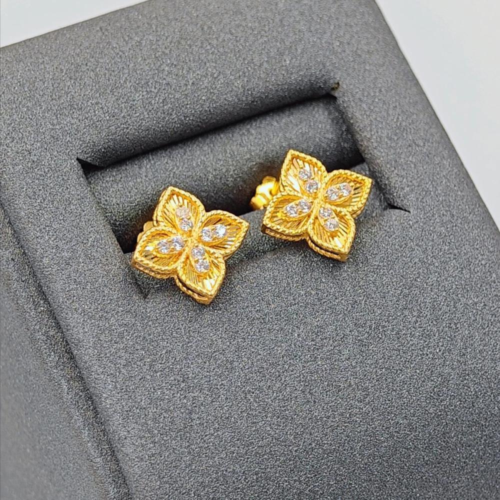 O'Zone Gold Plated Four-Leaf Clover Jewelry Set (4Pcs) - O'ZONE